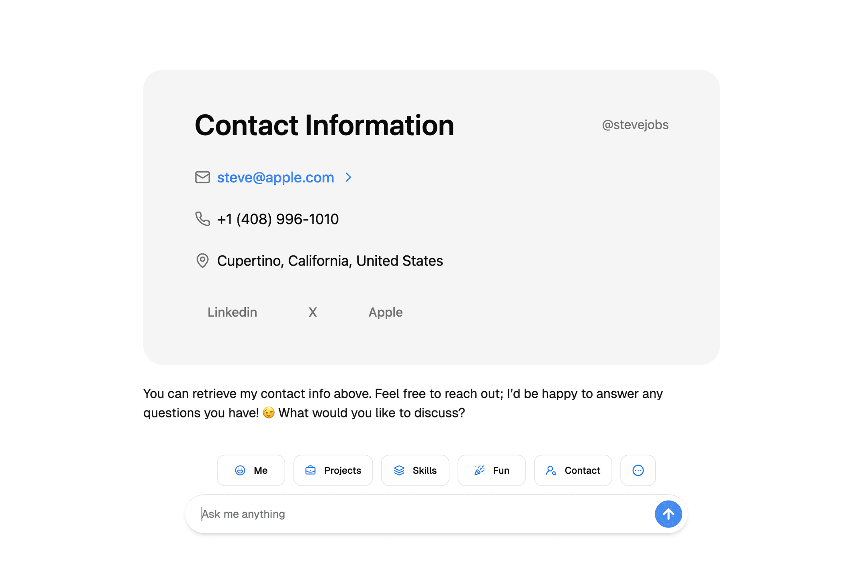 Portfolio response screenshot